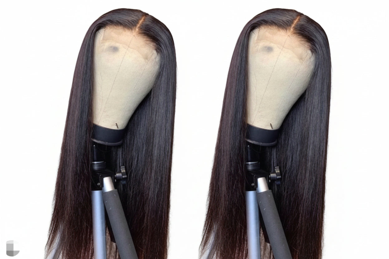HK hair 1B# 13x4 HD lace frontal straight wig 24"