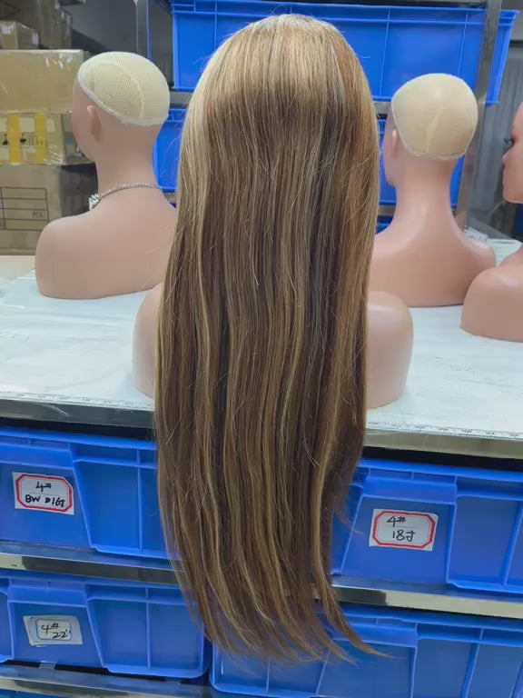 HK hair P4/27# 13x4 HD lace highlight straight wig