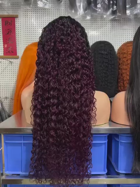 HK hair 1B 13x4 HD lace deep wave curly wig 24"
