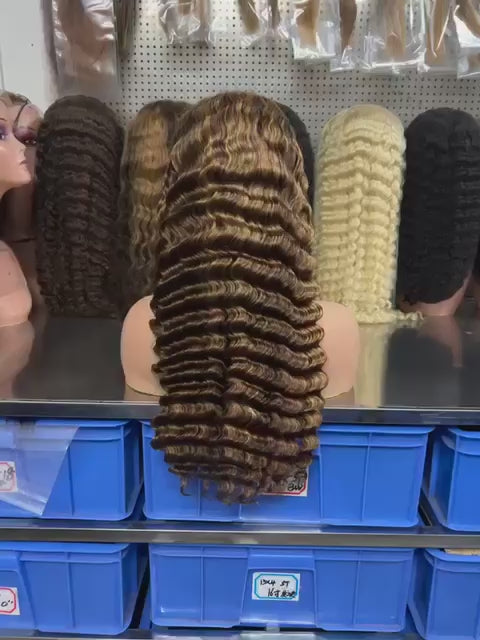HK hair #4/27 highlight deep wave 13x4 HD lace frontal wig
